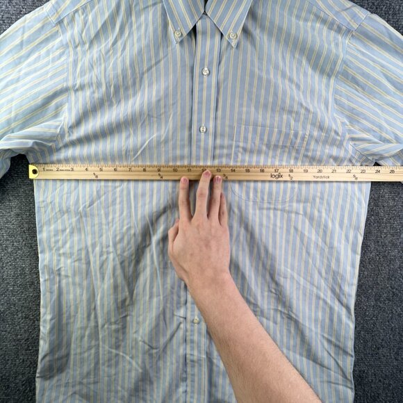 Brooks Brothers Men’s Button Up Shirt Long Sleeve Blue Yellow Striped 16 32/33 - Picture 5 of 11